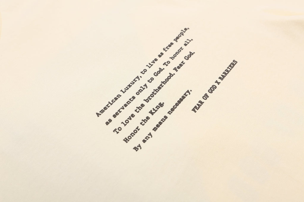 Fear of God x Barriers Cream Graphic T-Shirt — detail