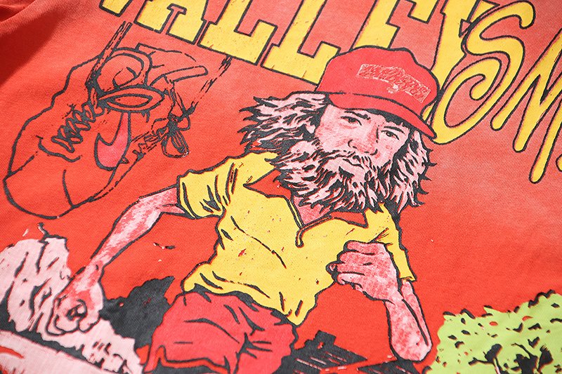 VALE USA Washed Red Graphic T-Shirt — detail