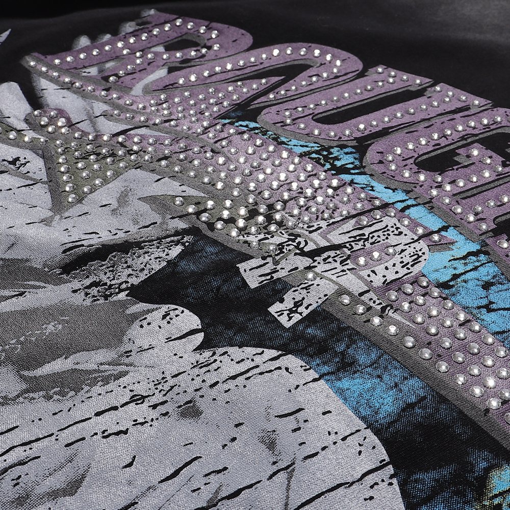 Rough Play World Tour Rhinestone Washed Sleeveless T-Shirt — detail