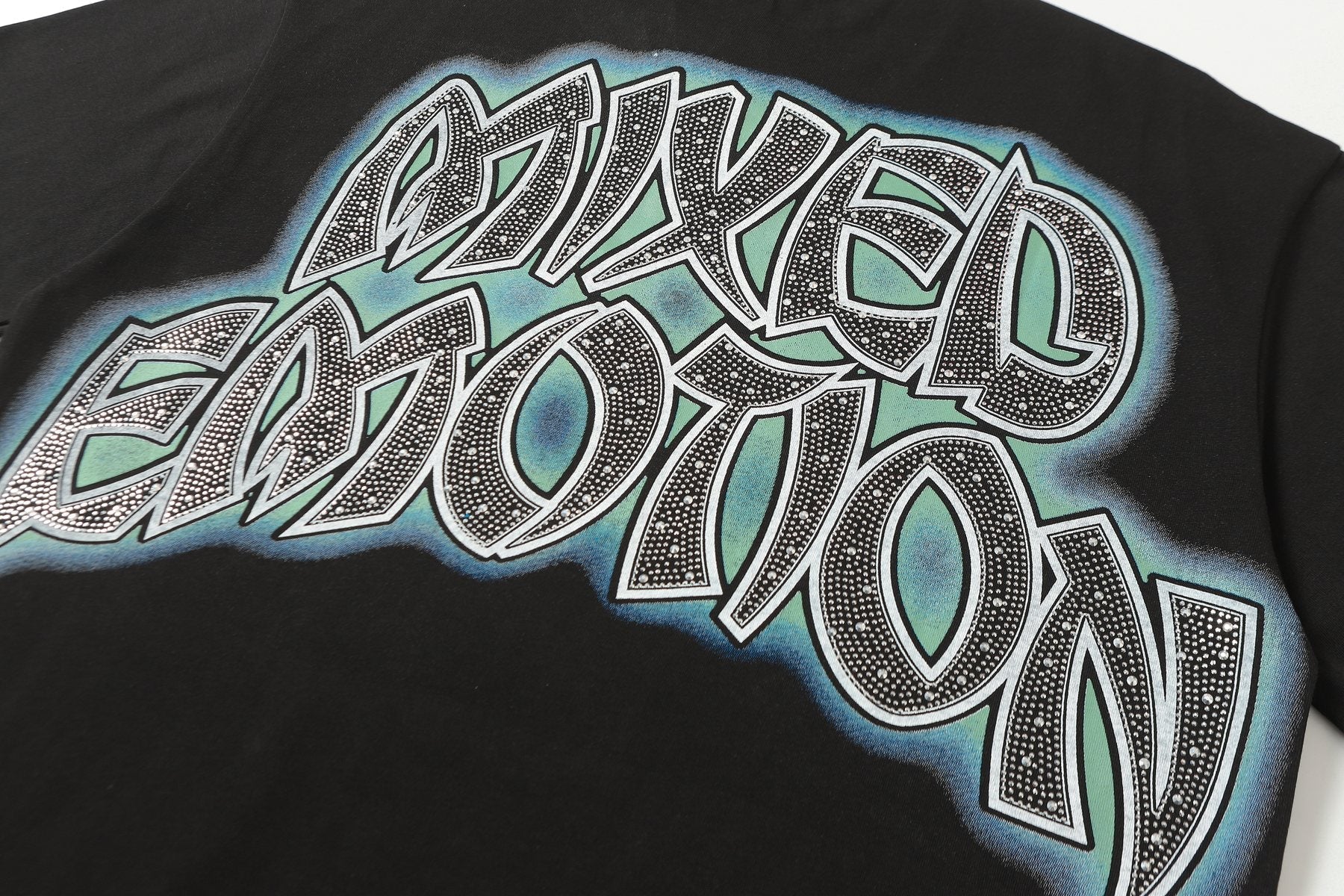 MIXED EMOTION Rhinestone Graphic T-Shirt — detail