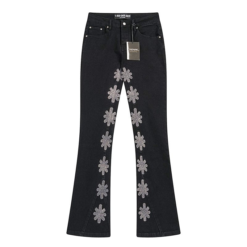 LOSTSHDWS Flower Embellished Flare Jeans — front