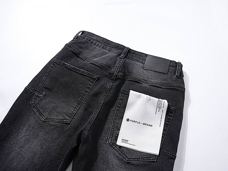 Purple Brand Distressed Black Washed Jeans — detail