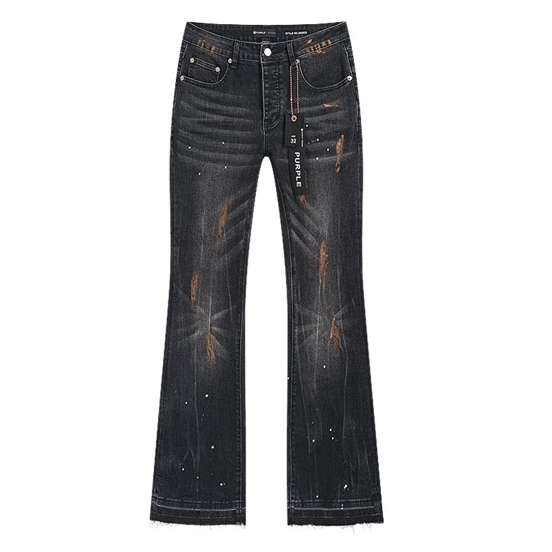 Purple Brand Distressed Paint-Splatter Flared Jeans — hero