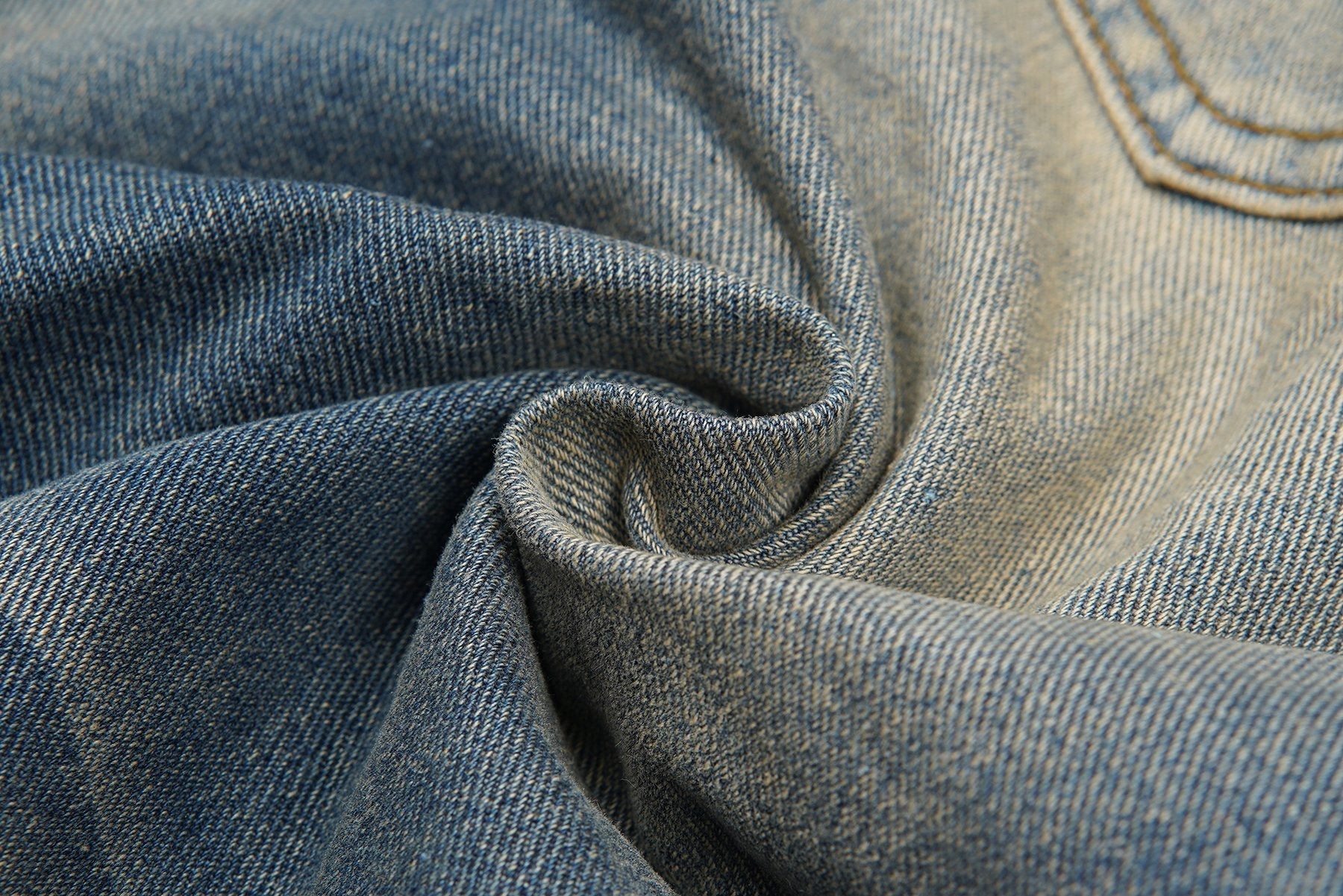 VALLEY Embellished Blue Denim Jorts — fabric_closeup