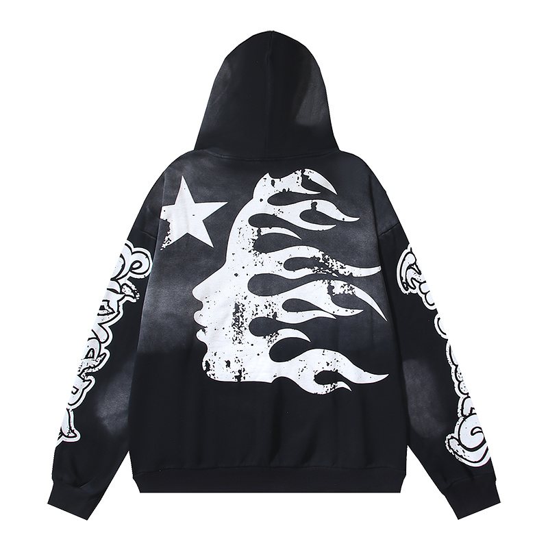 Hellstar Washed Flame Star Graphic Hoodie — back