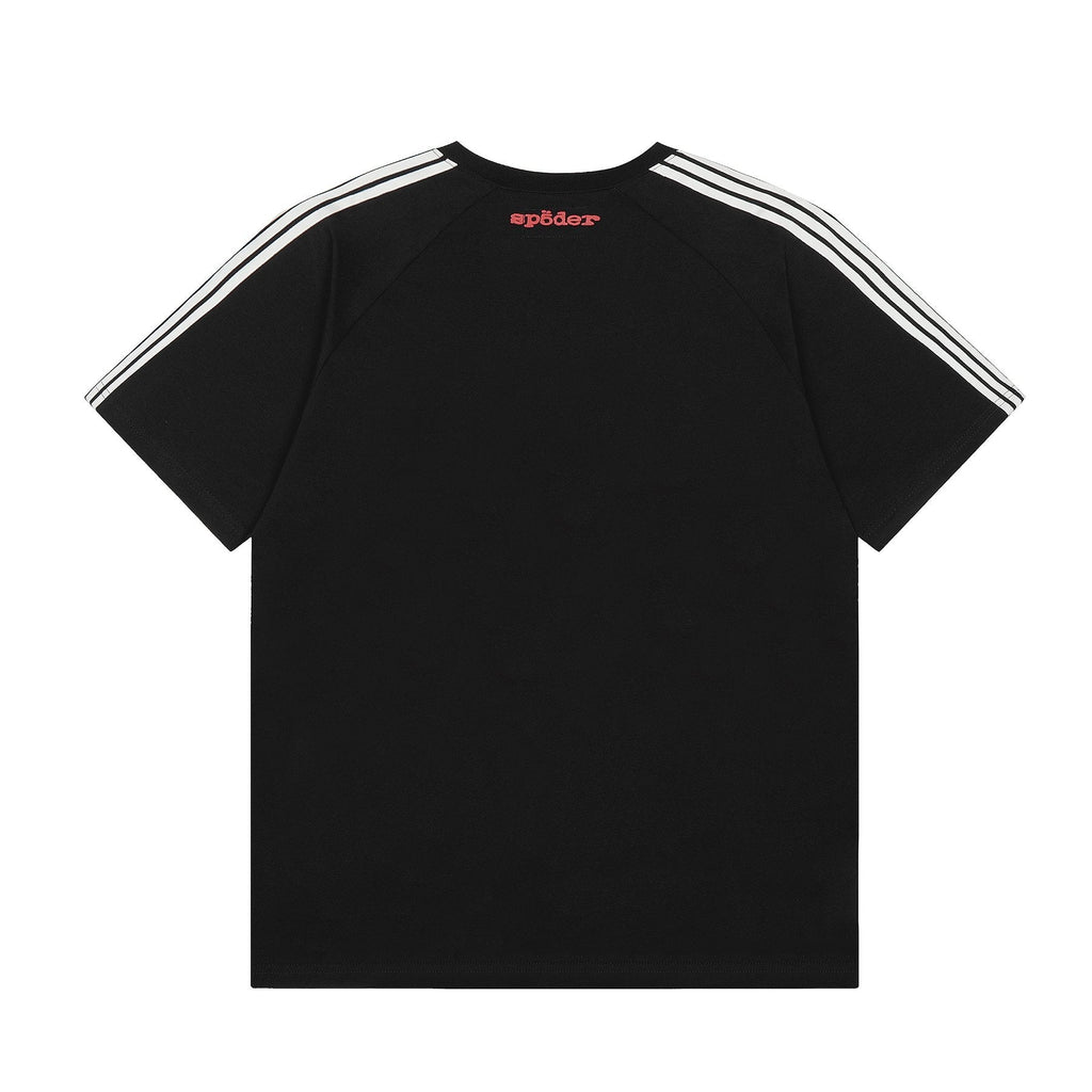 Sp5der Striped Raglan Graphic T-Shirt — back