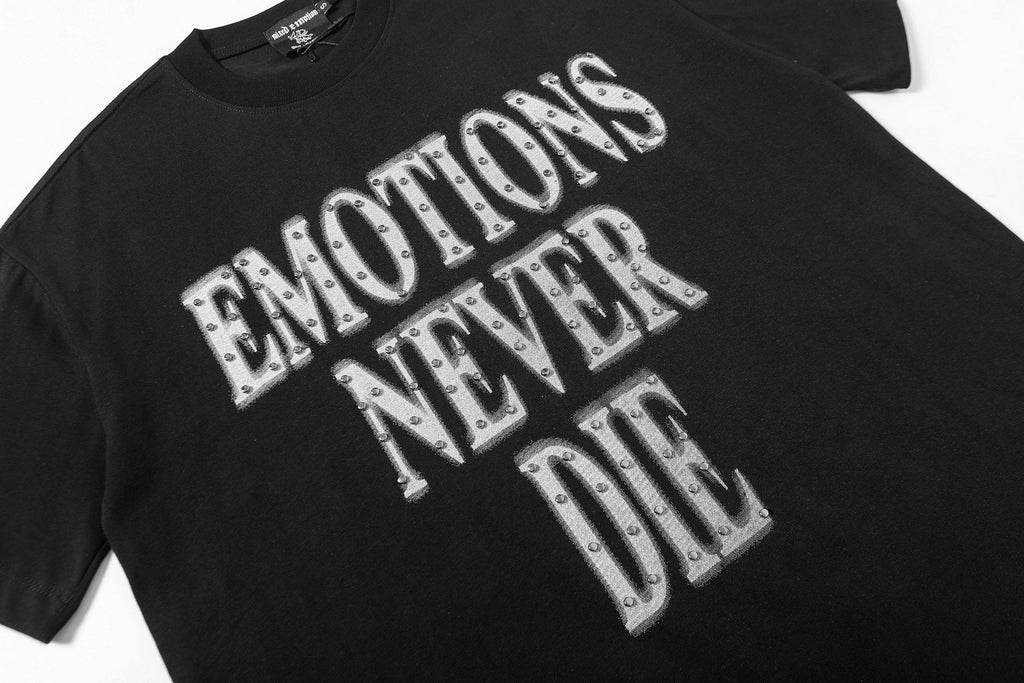 MIXED EMOTION Never Die Graphic Short-Sleeve T-Shirt — detail