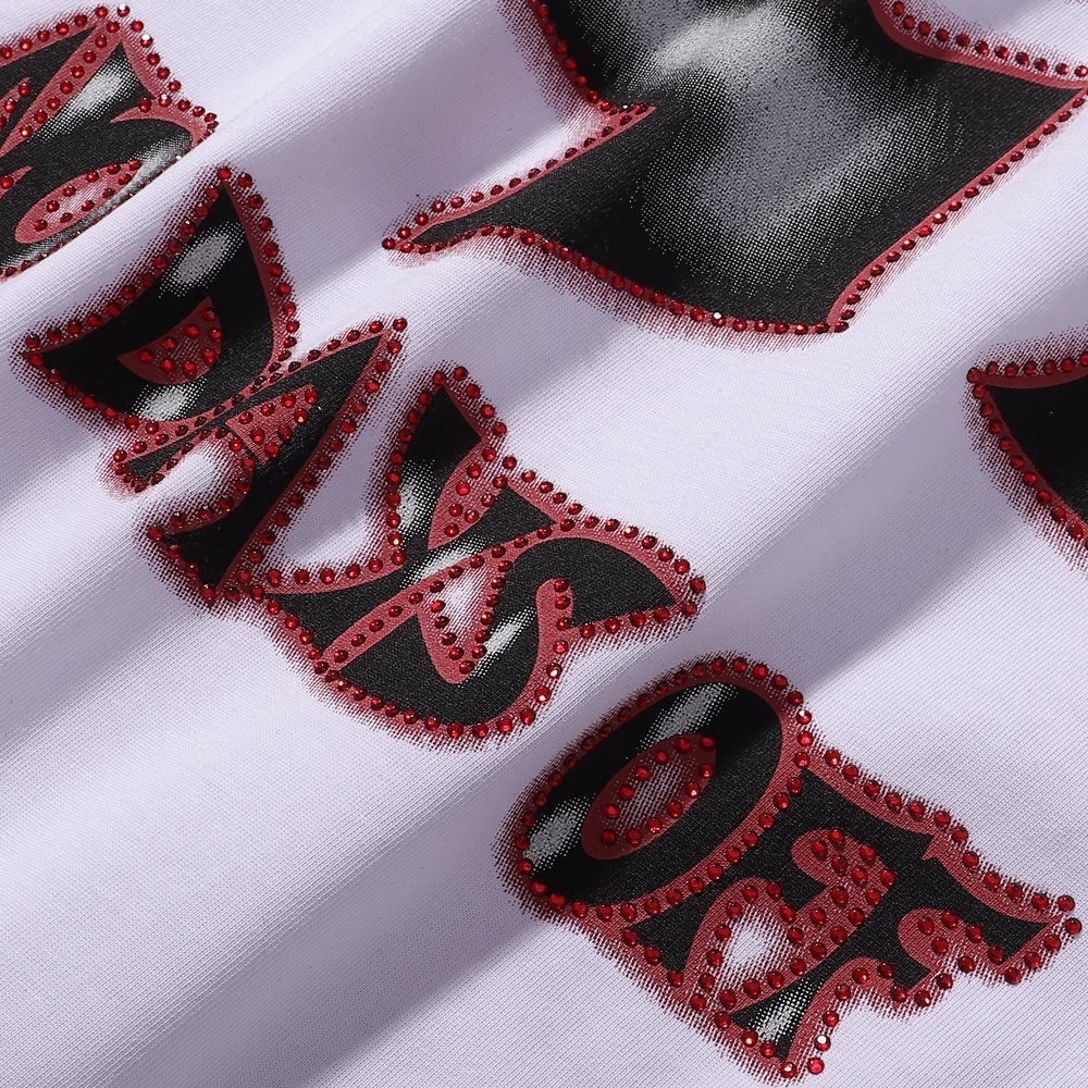 Life Hustlere Angry Pitbull Rhinestone Graphic T-Shirt — detail