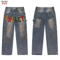VALLEY Distressed Appliqué Cargo Jeans — hero