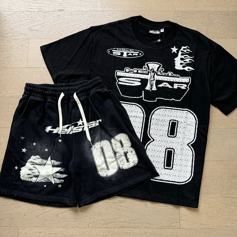 Hellstar 08 Airplane Graphic T-Shirt & Shorts Set — front