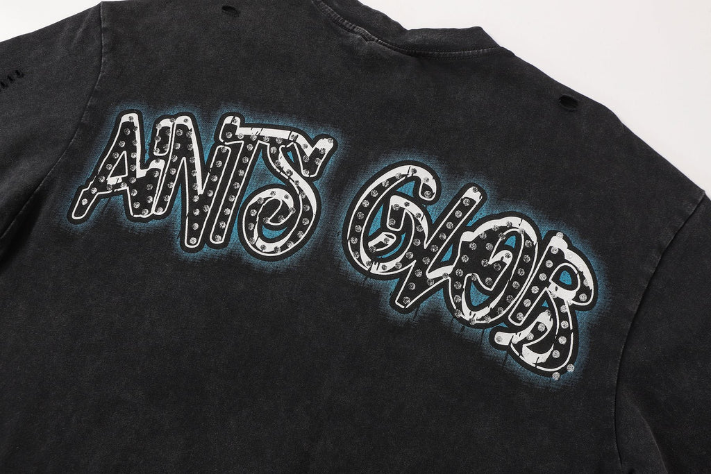 SAINT Washed Black Global Graphic T-Shirt — detail