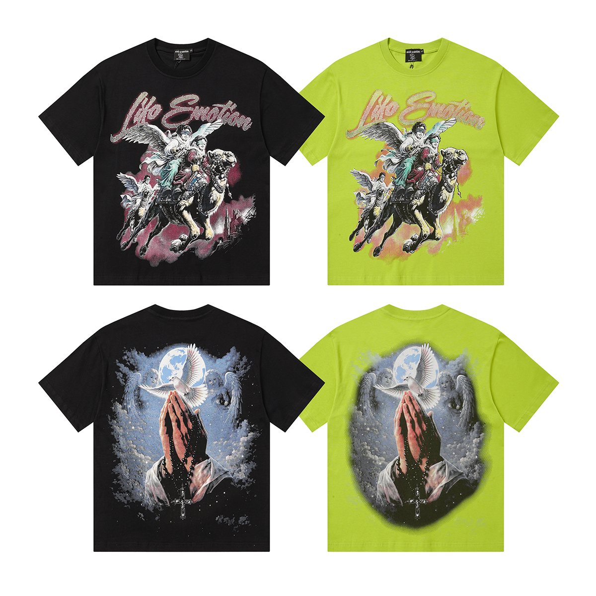 MIXED EMOTION Rhinestone Graphic Short-Sleeve T-Shirt — comparison