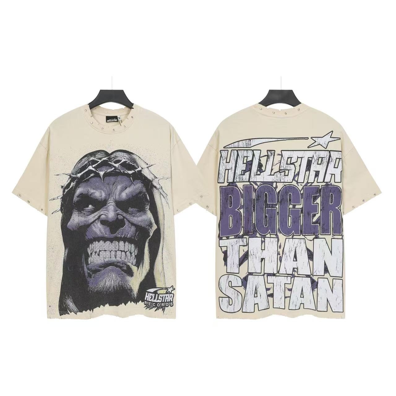 Hellstar Bigger Than Satan Face Graphic T-Shirt — front