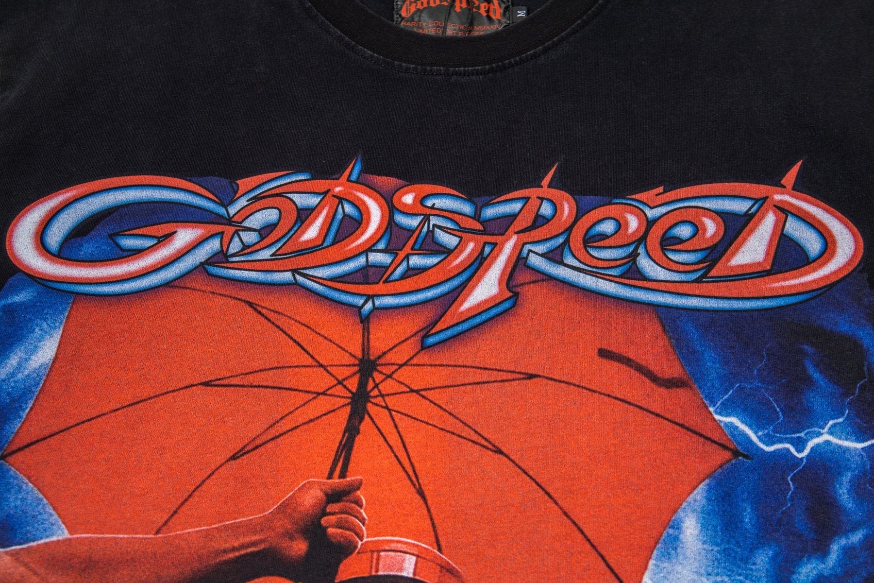 Godspeed Baseball Umbrella Graphic T-Shirt — detail