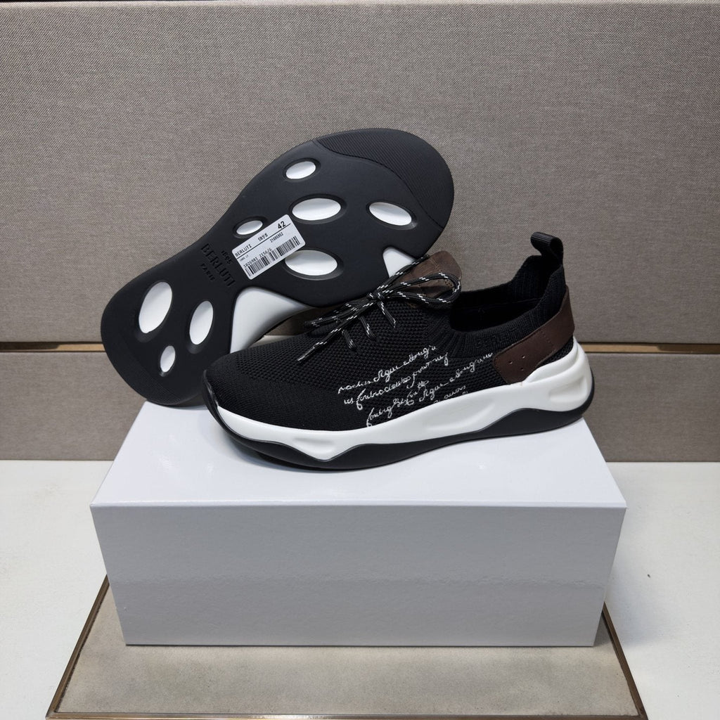 Berluti Black Mesh Lace-Up Sneakers — back