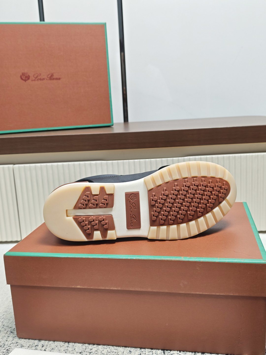 Loro Piana Men's Black Low-Top Sneakers — detail