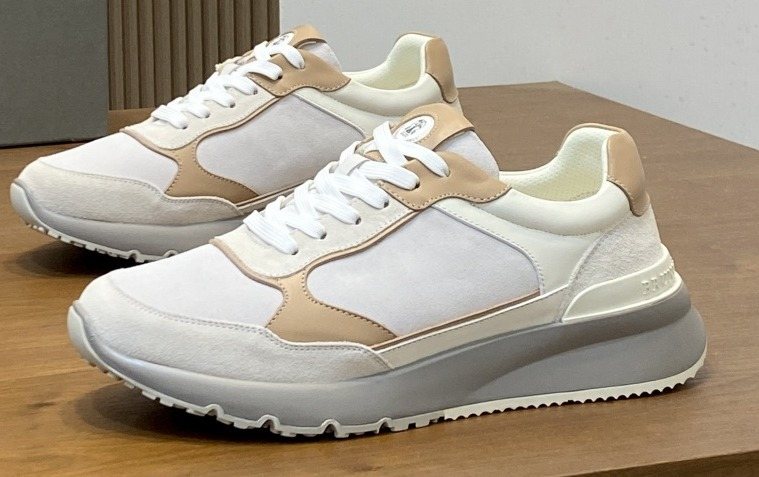 Brunello Cucinelli White and Beige Low-Top Sneakers — front