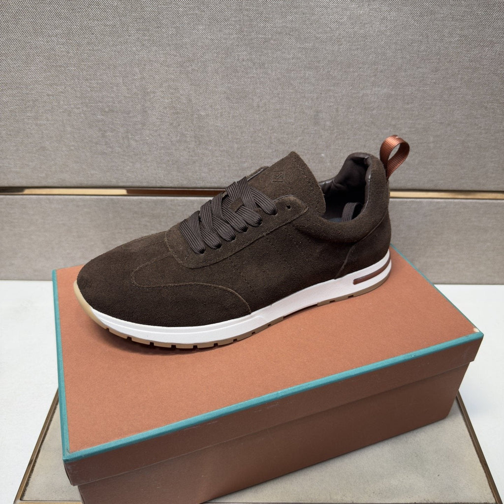 Men's Dark Brown Paneled Sneakers — side