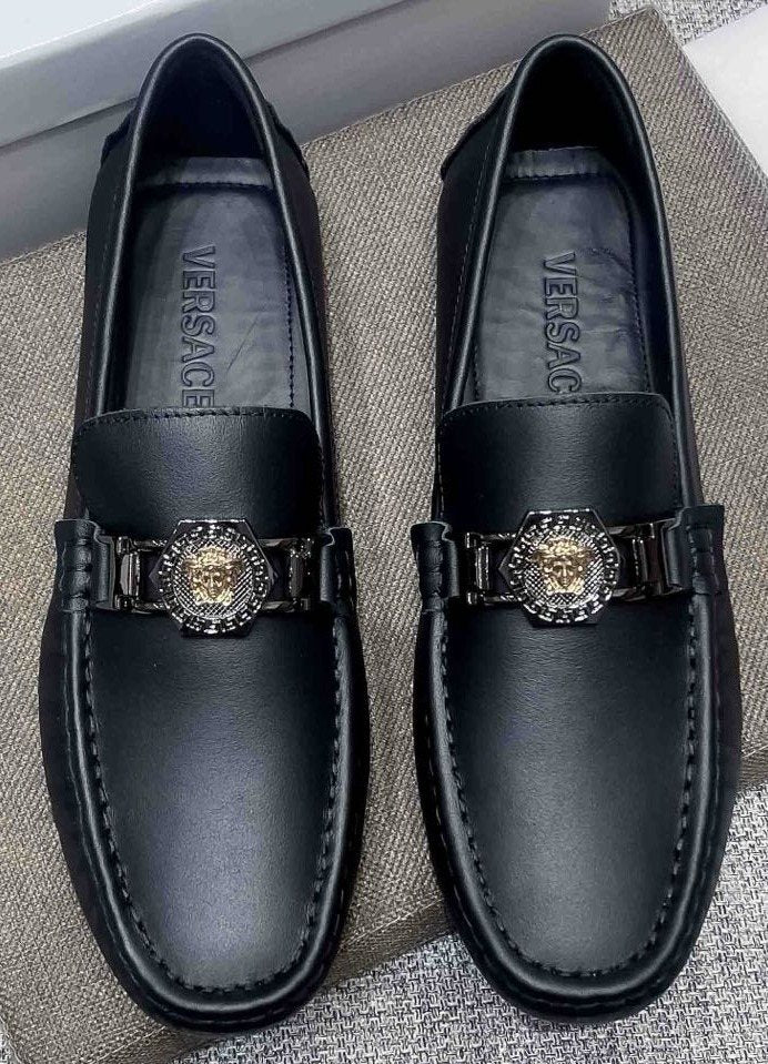 Versace Black Medallion Loafers — hero