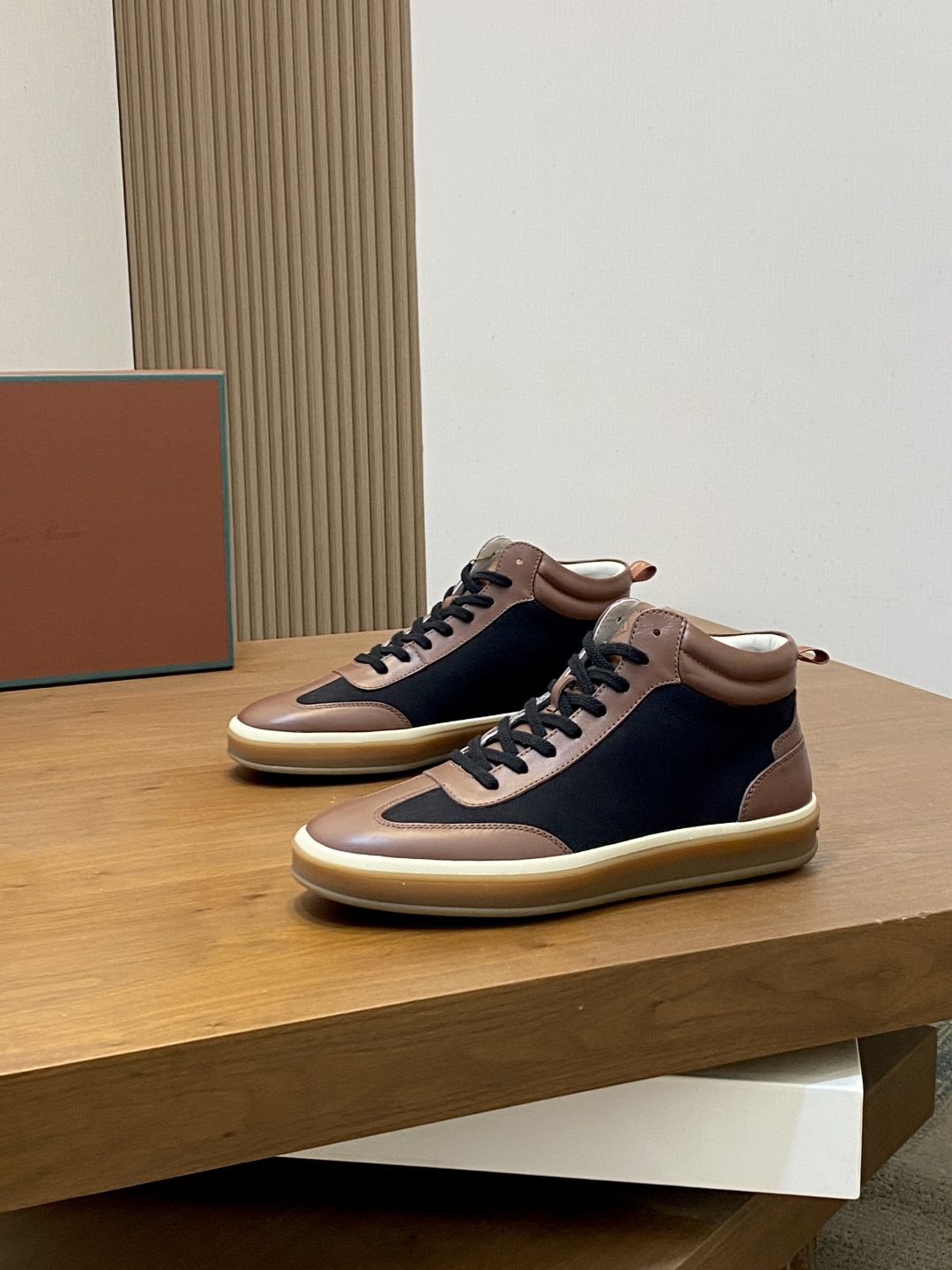 Loro Piana Paneled High-Top Sneakers — front