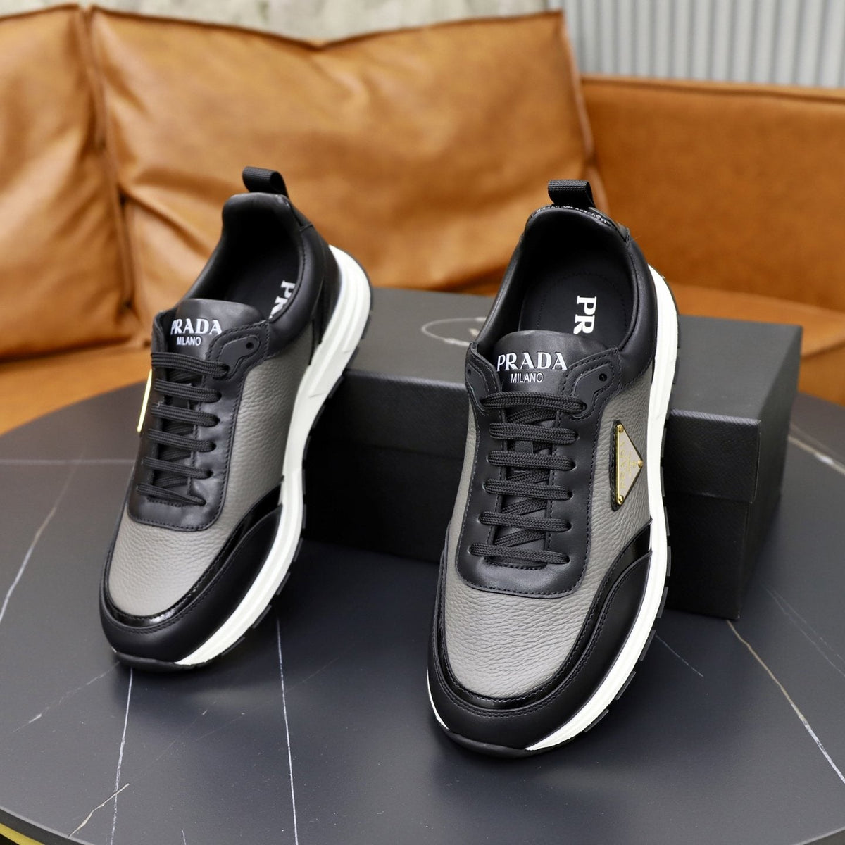 Prada Men's Paneled Lace-Up Sneakers — front