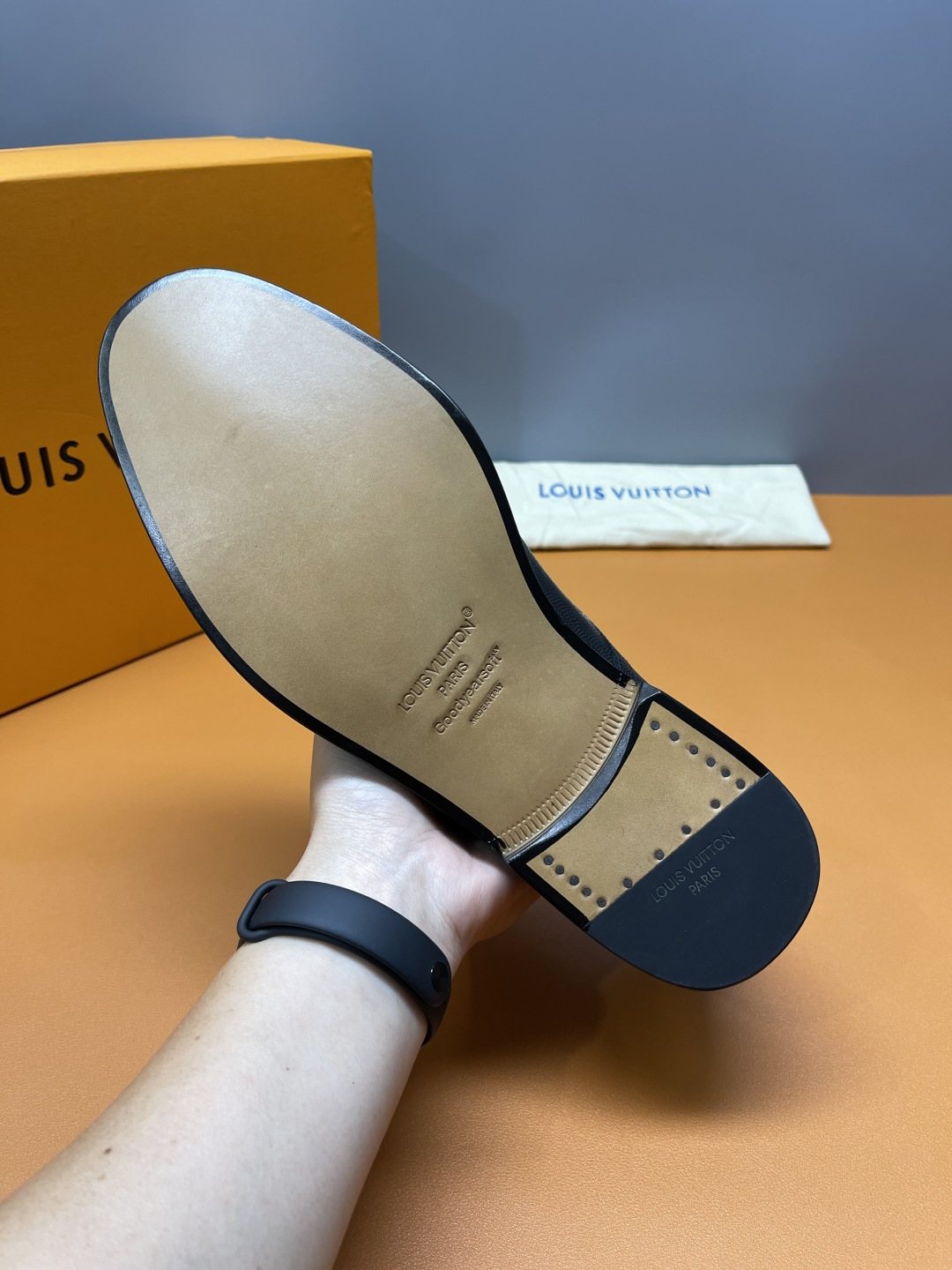 Louis Vuitton Black Cap-Toe Double-Monk Strap Shoes — front