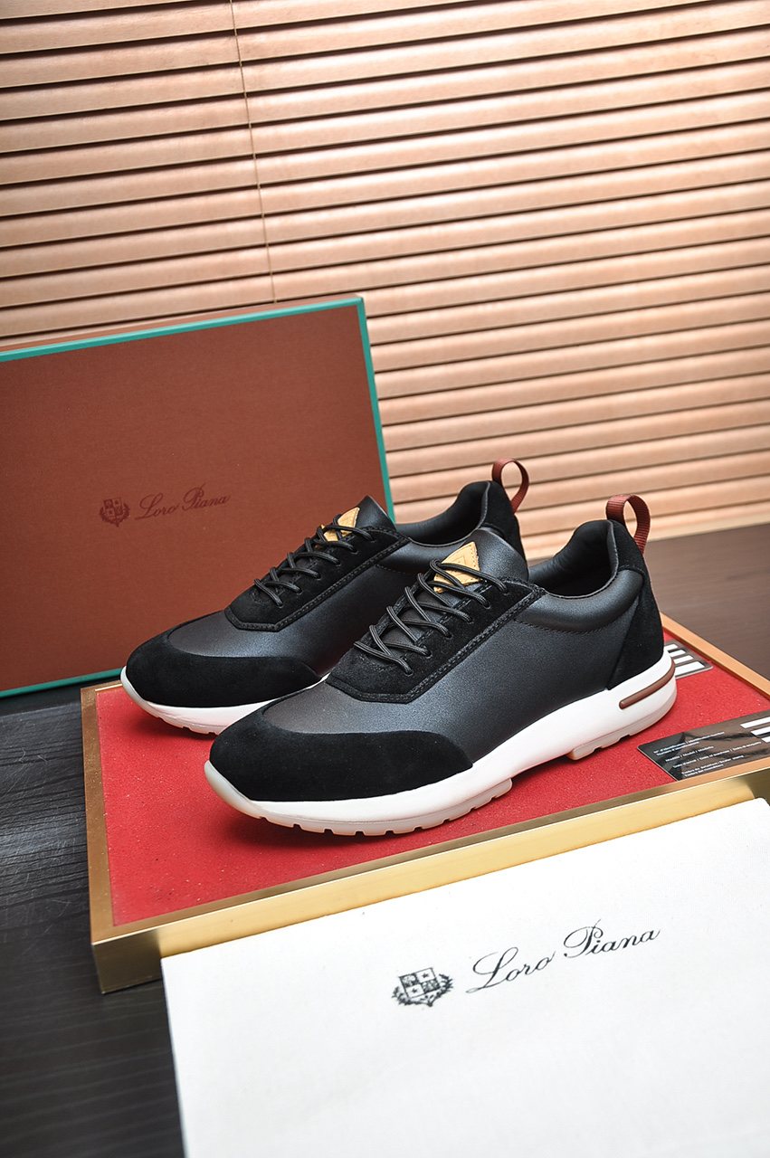 Loro Piana Paneled Lace-Up Sneakers — front