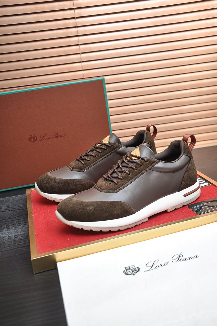 Loro Piana Paneled Lace-Up Sneakers — front