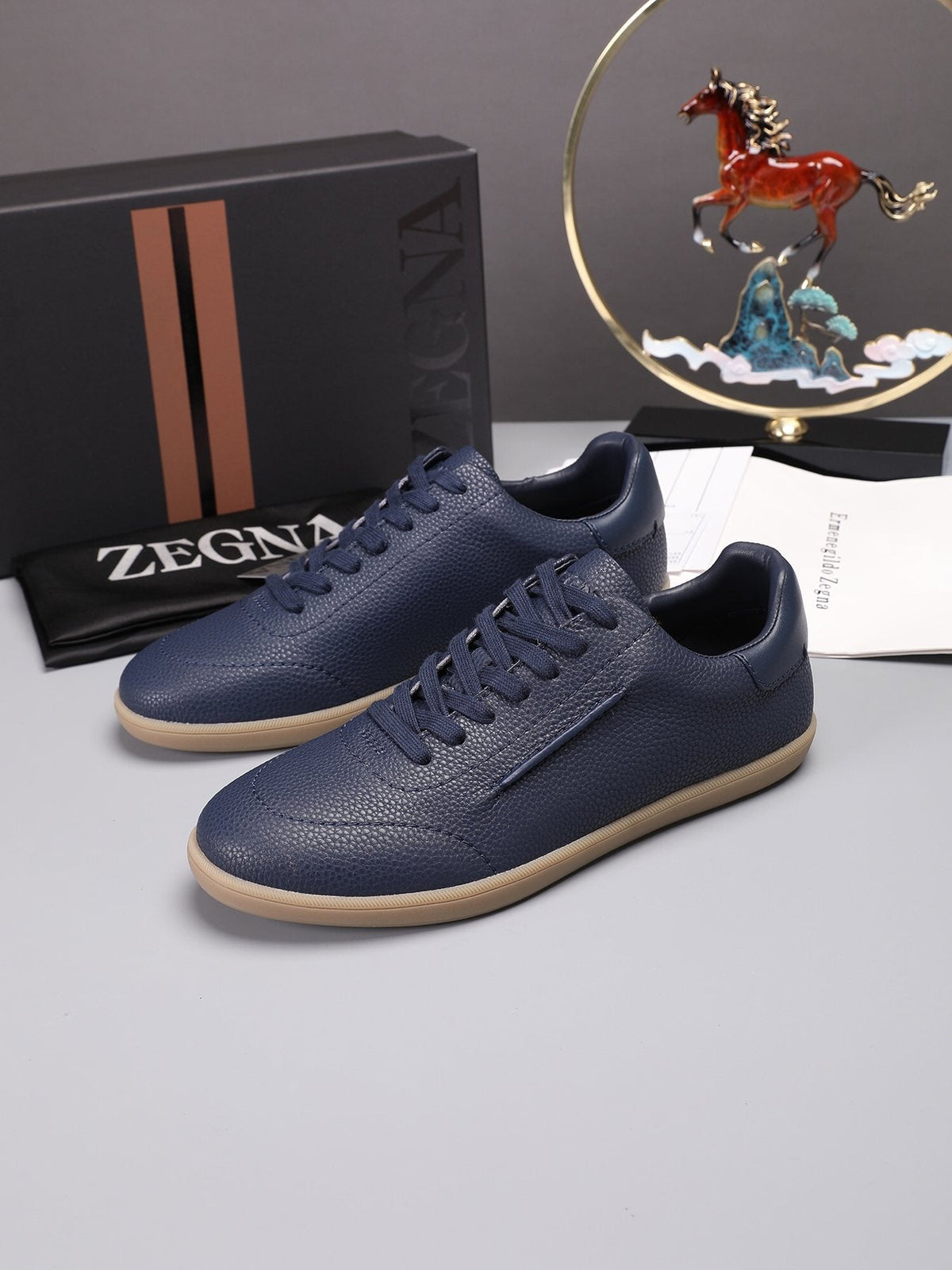 ZEGNA Textured Leather Low-Top Sneakers — front
