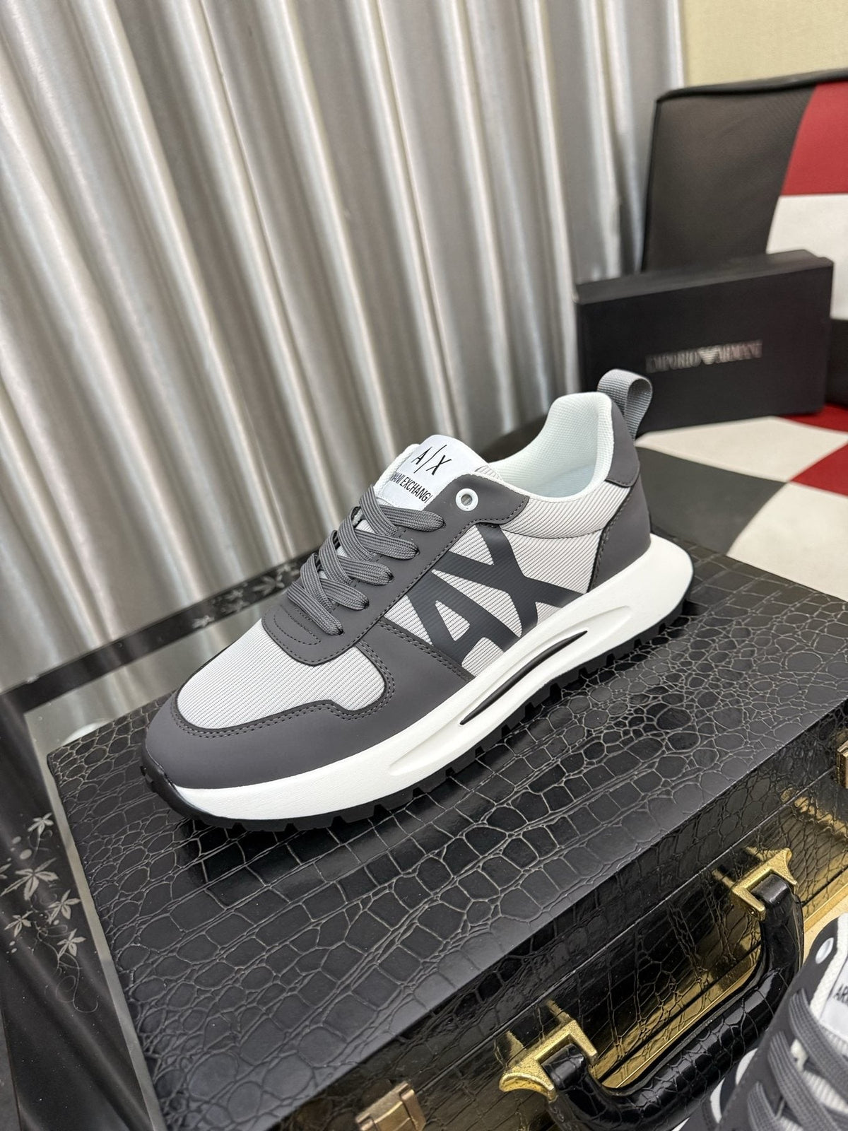 Armani Side-Graphic Casual Sneakers — front