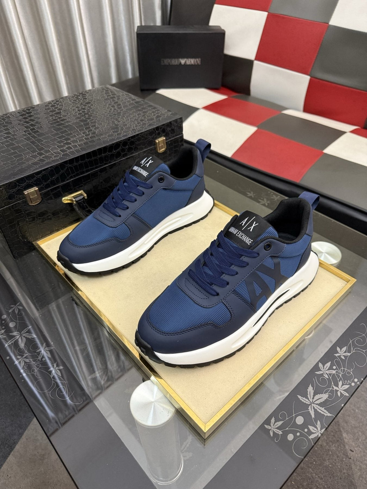 Armani Side-Graphic Casual Sneakers — front
