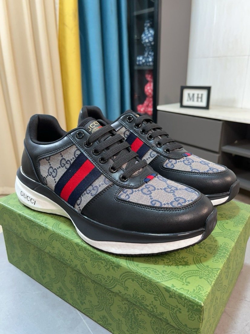 Gucci Patterned Stripe Lace-Up Sneakers — hero