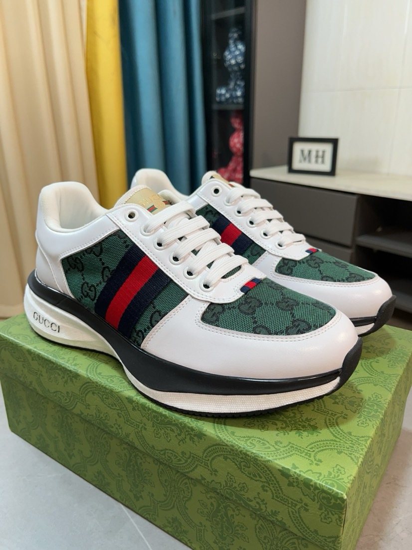 Gucci Patterned Stripe Lace-Up Sneakers — front