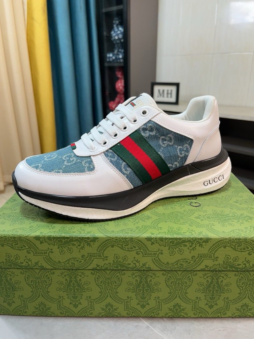Gucci Patterned Stripe Lace-Up Sneakers — front