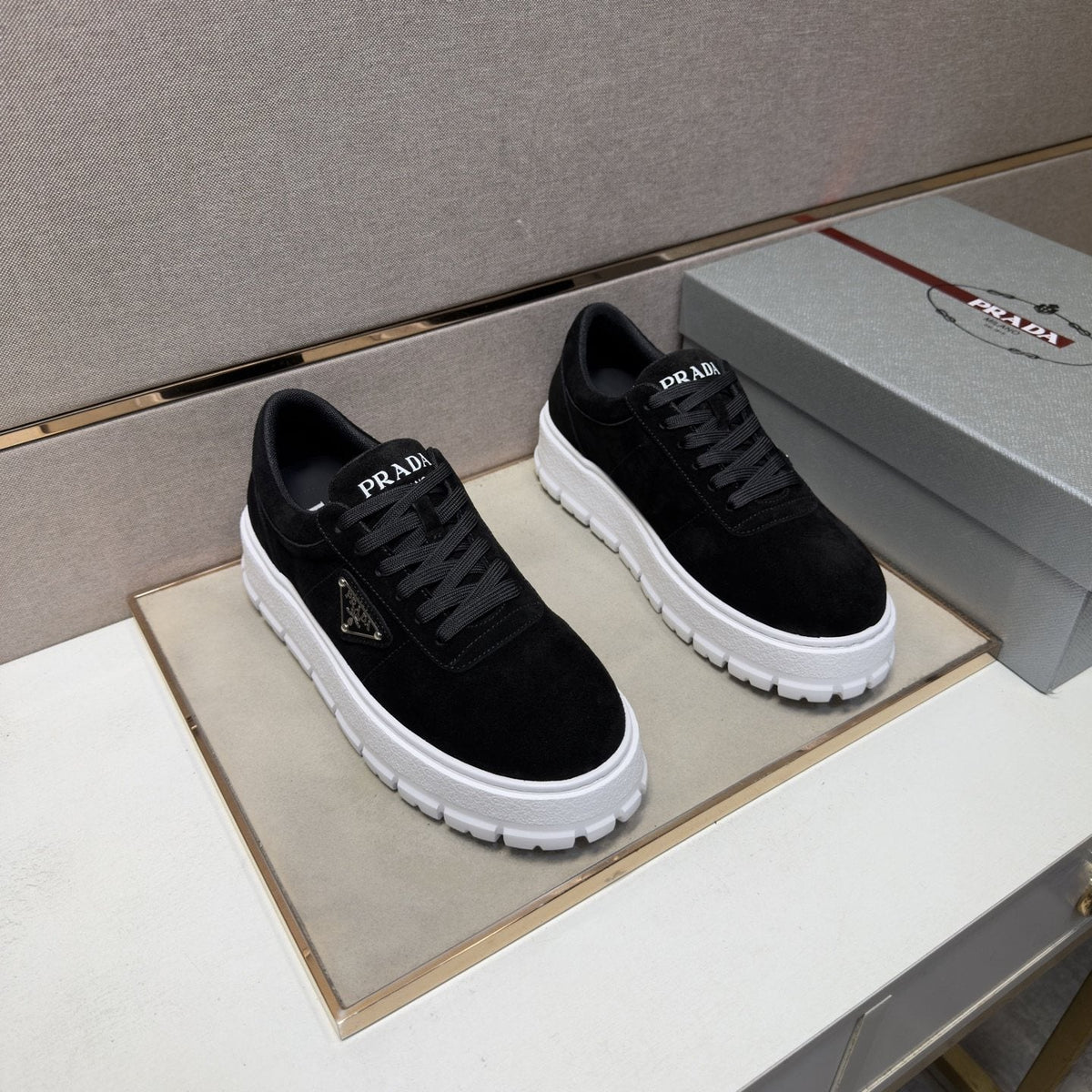 Prada Men's Paneled Chunky-Sole Sneakers — front