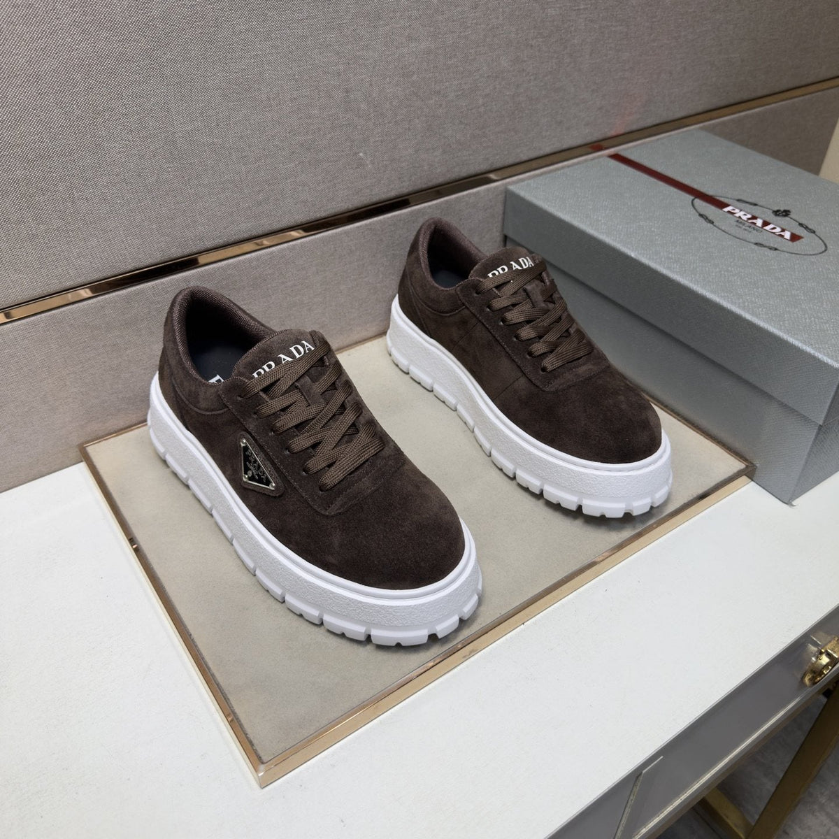 Prada Men's Paneled Chunky-Sole Sneakers — front