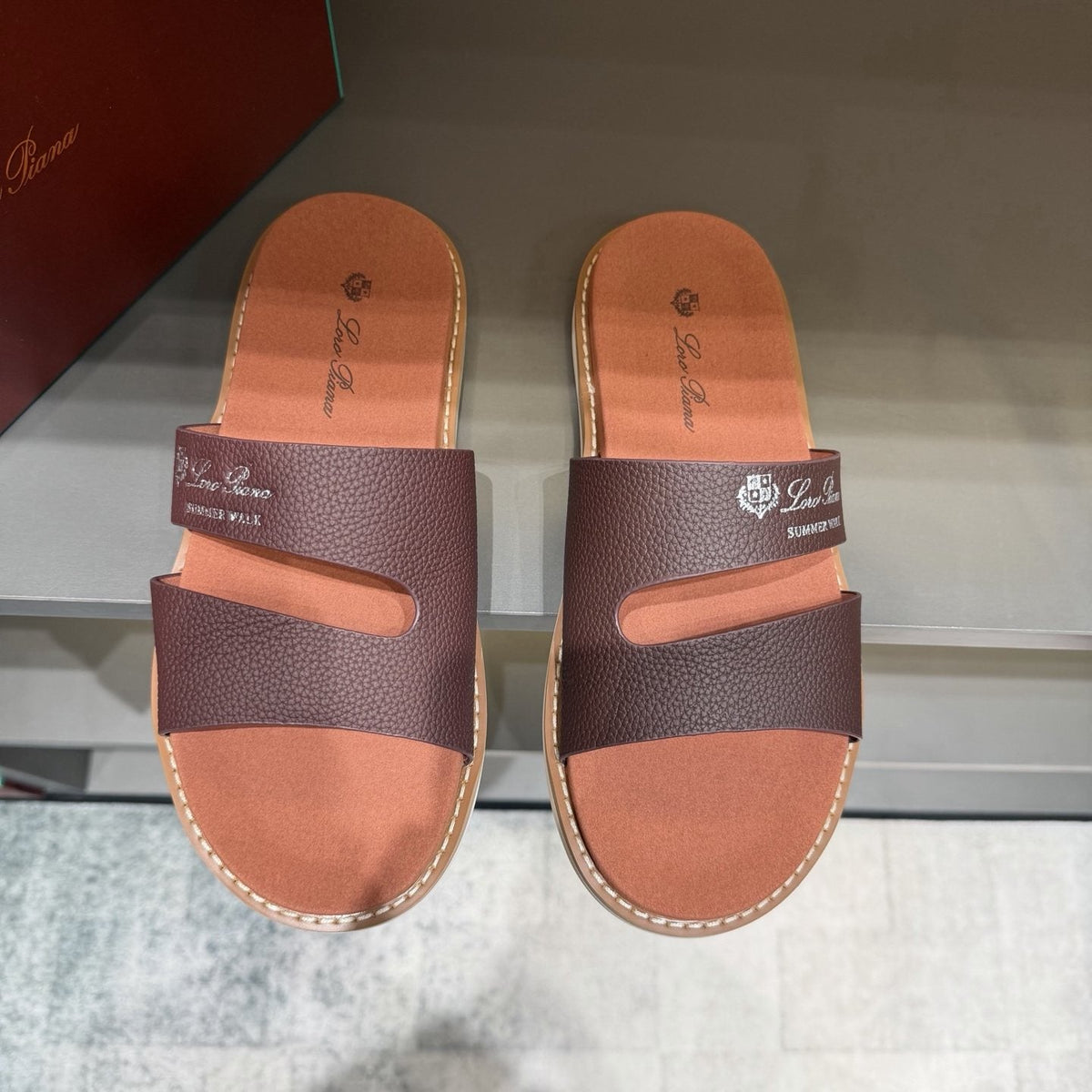 Loro Piana Summer Walk Slotted Slide Sandals — front