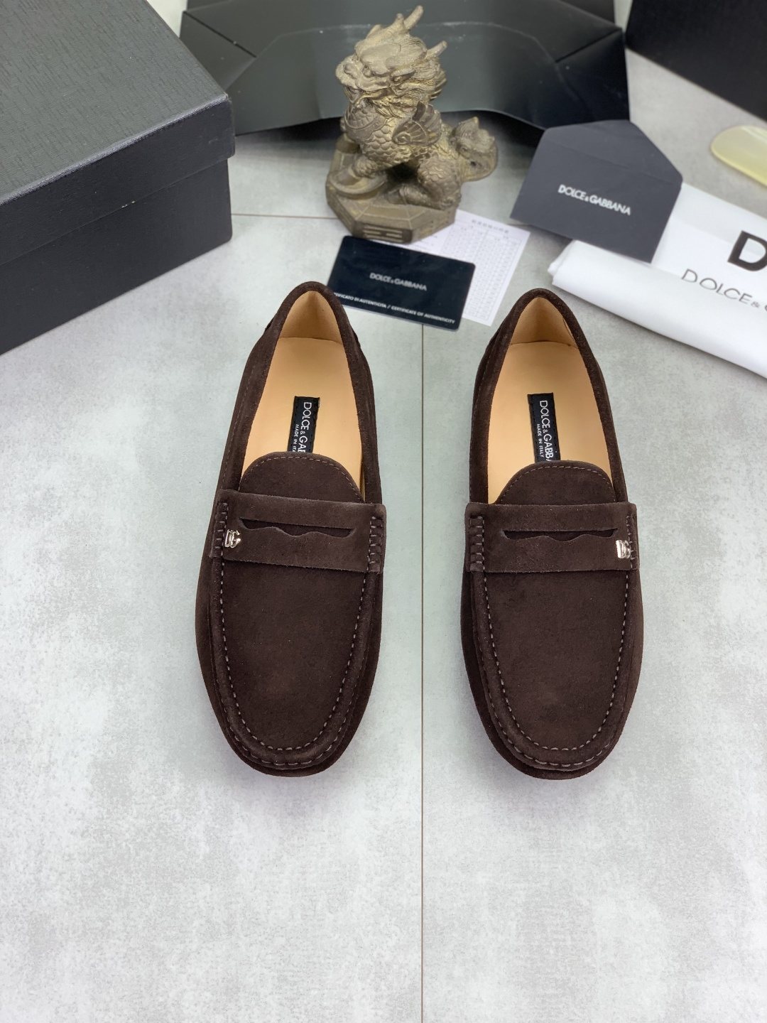 Dolce & Gabbana Men's Stitched-Toe Driving Loafers — front