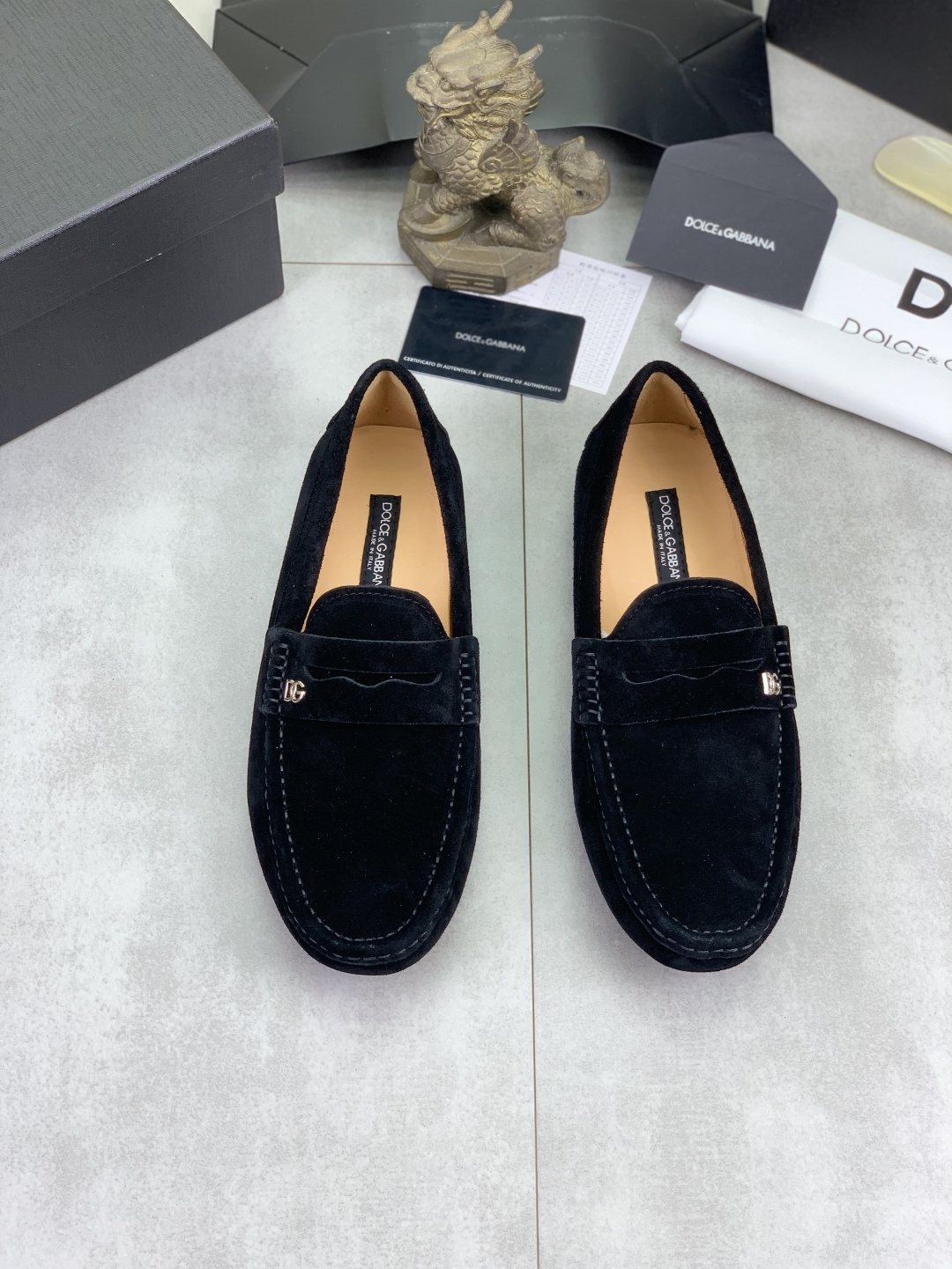 Dolce & Gabbana Men's Stitched-Toe Driving Loafers — front