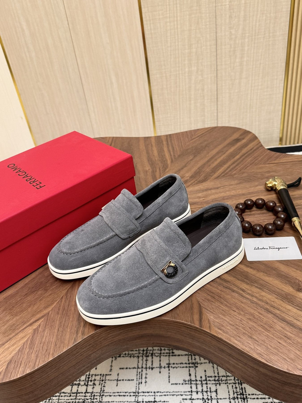 Salvatore Ferragamo Men's Textured Slip-On Loafers — front