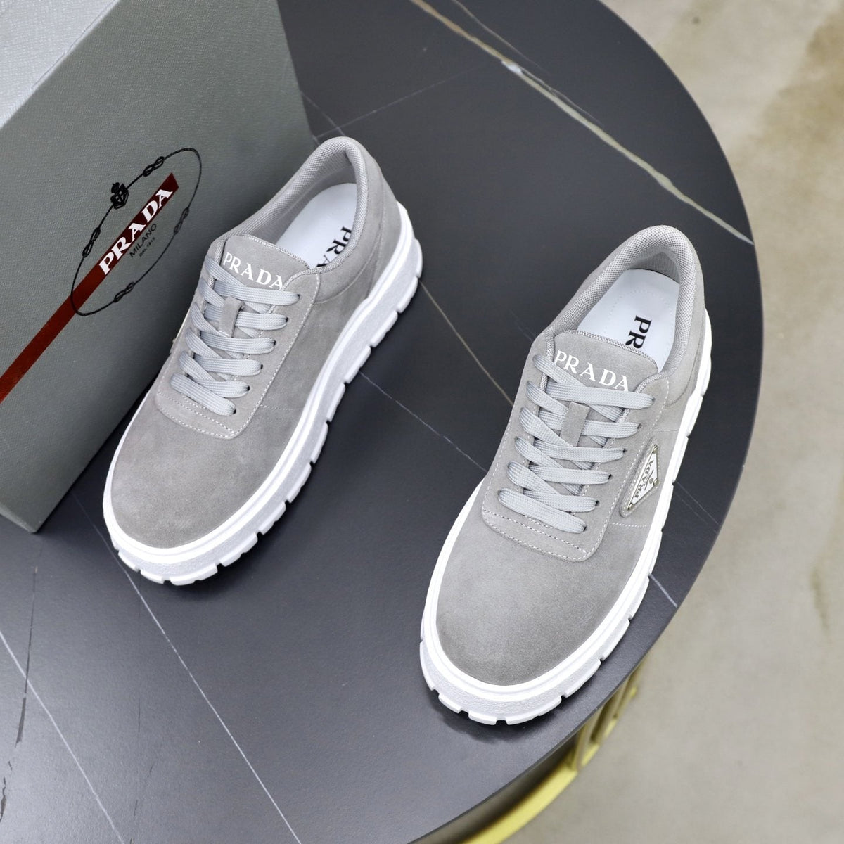 Prada Paneled Chunky-Sole Sneakers — front