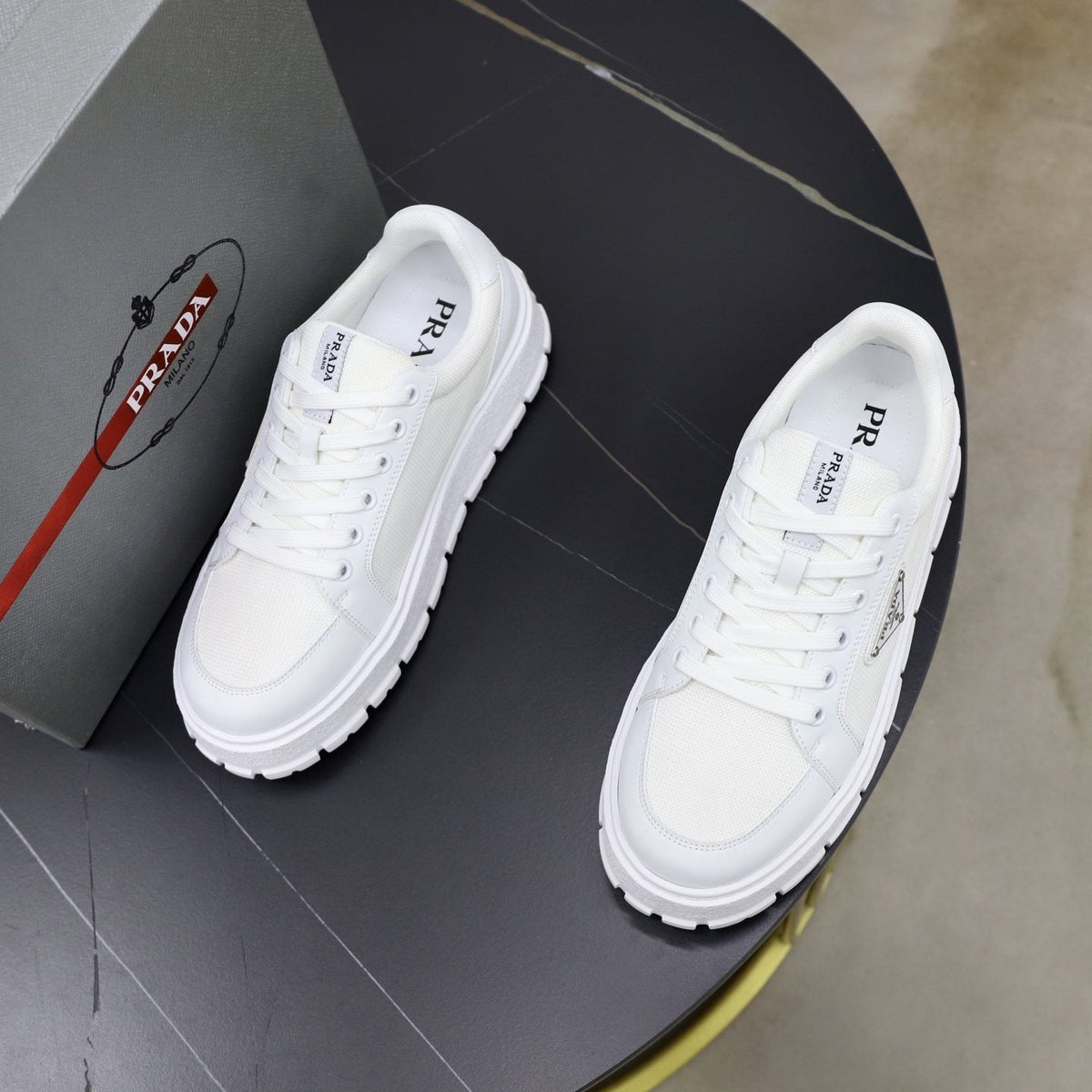 Prada Paneled Chunky-Sole Sneakers — front