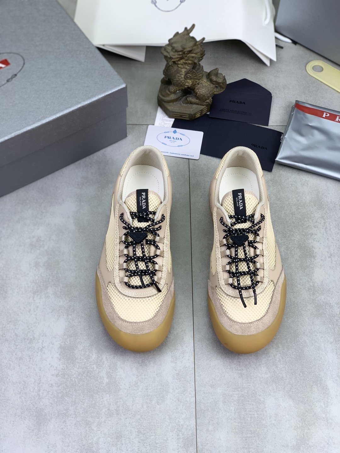 Prada Paneled Low-Top Sneakers — front