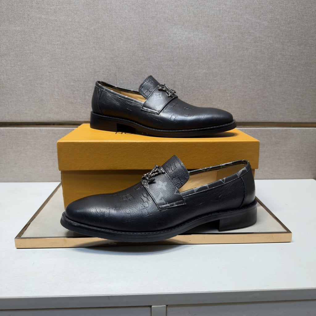 Louis Vuitton Men's Patterned-Strap Loafers — side