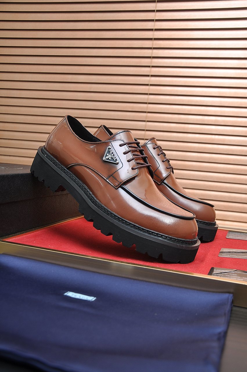 Prada Lug-Sole Lace-Up Derby Shoes — front
