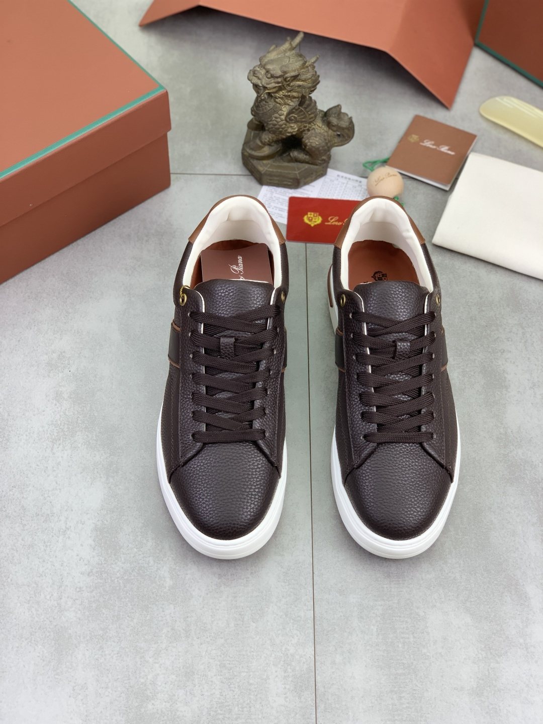 Loro Piana Contrast-Trim Low-Top Sneakers — front