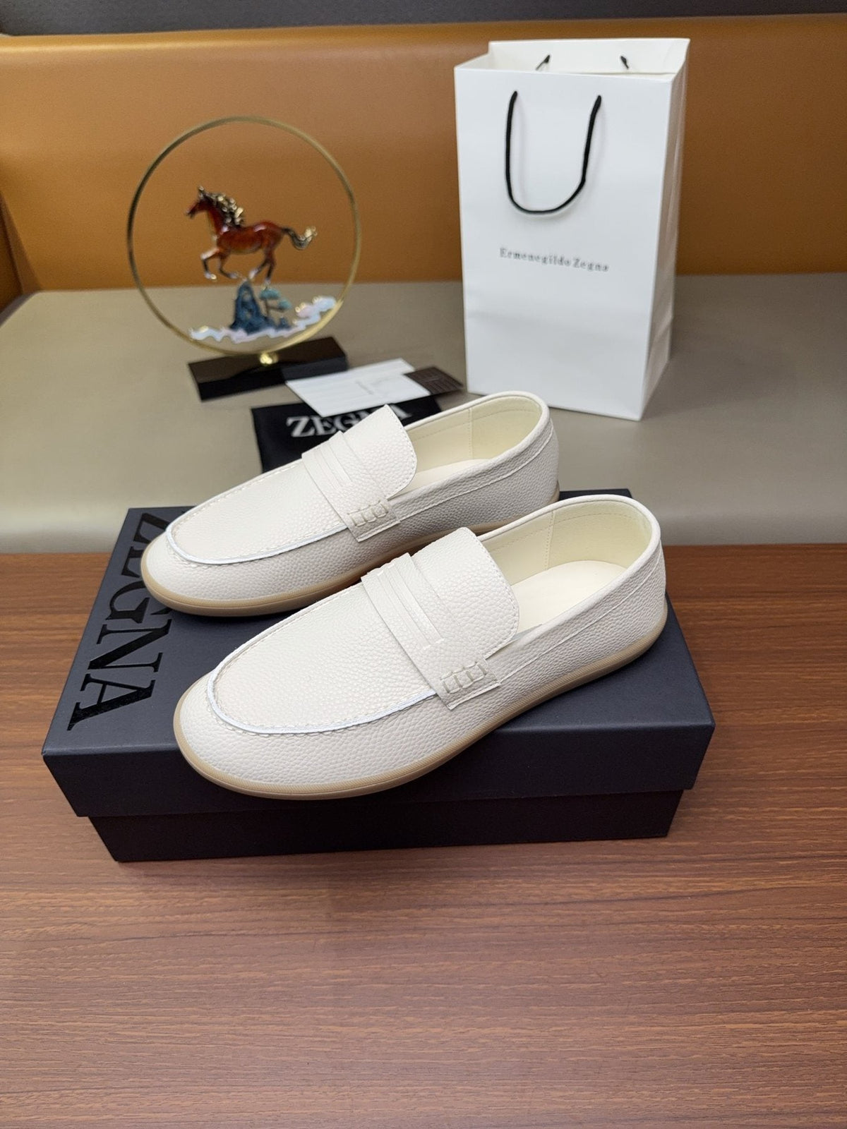 Zegna Men's Textured Slip-On Loafers — front