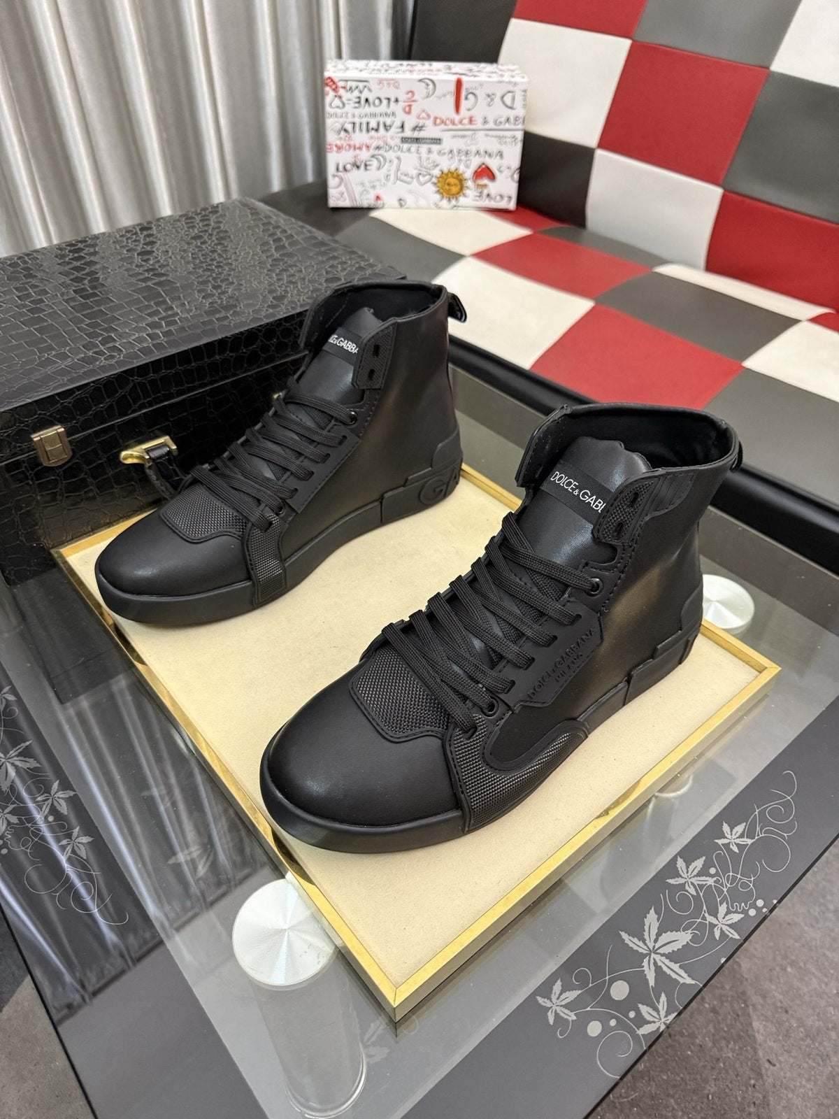 Dolce & Gabbana Paneled High-Top Sneakers — front