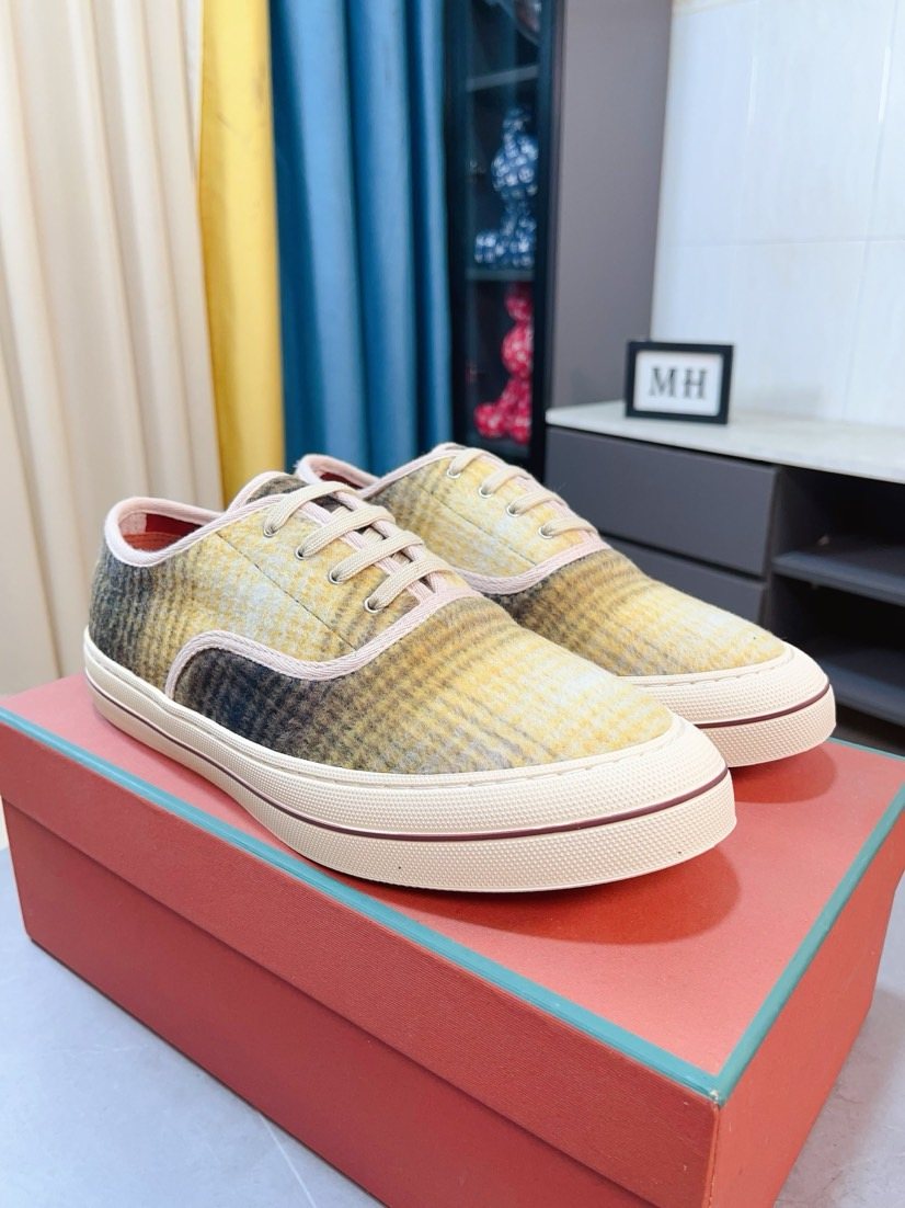 Loro Piana Contrast-Trim Low-Top Casual Shoes — front