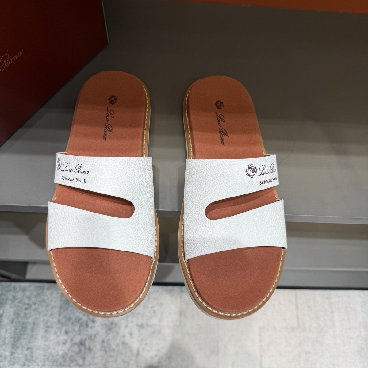 Loro Piana Summer Walk Slotted Slide Sandals — front